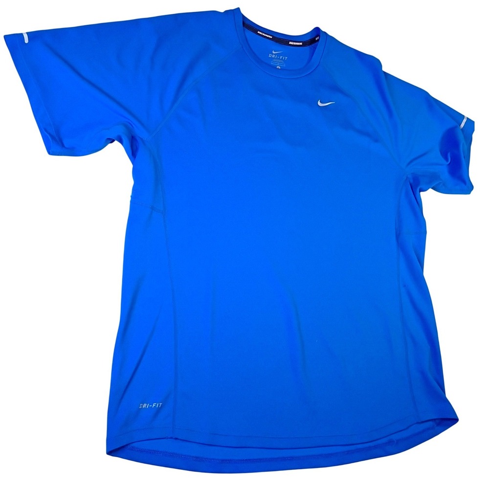 Nike Running Dri-FIT Shirt Mens Large Blue Short Sleeve Performance Tee L - Picture 4 of 8